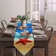 thumbnail image 5 of Table Runner Dresser Scarves Starfish in Christmas Hat on the Beach Cotton Linen Burlap Table Cover Holiday Seaside Table Runners for Family Kitchen Dining Holiday Party Banquet Decor, 5 of 5