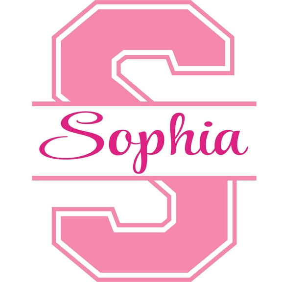 Capital Letter Letters Initial Girls Customized Wall Decal - Custom Vinyl Wall Art - Personalized Name - Baby Girls Boys Kids Bedroom Wall Decal Room Decor Wall Stickers Decoration Size (20x12 inch)