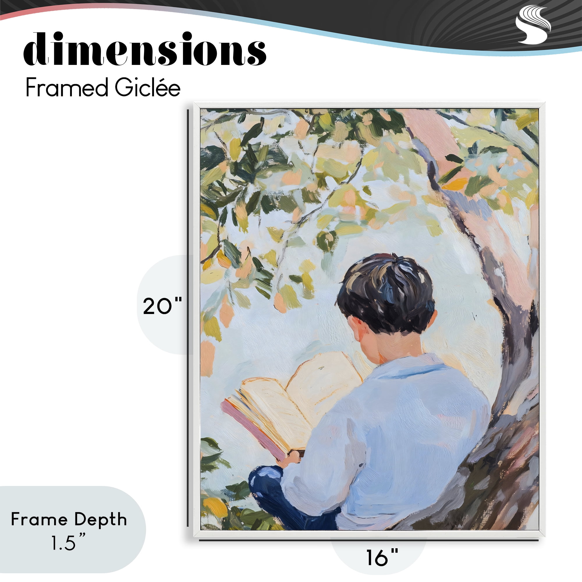 Stupell Industries Boy Reading in Nature White Framed Giclee Art, design by The Prints Vibe