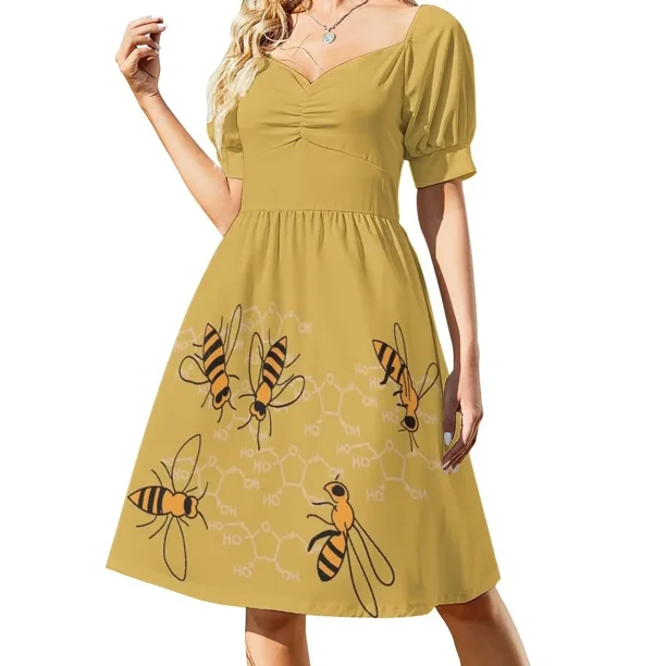 Composición química del vestido de manga corta de miel, vestidos de noche de lujo, vestido de mujer, disfraz de verano para mujer