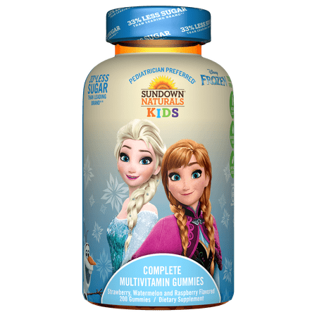 Sundown Naturals Kids Disney Frozen Complete Multivitamin Gummies, Strawberry Watermelon Raspberry, 200