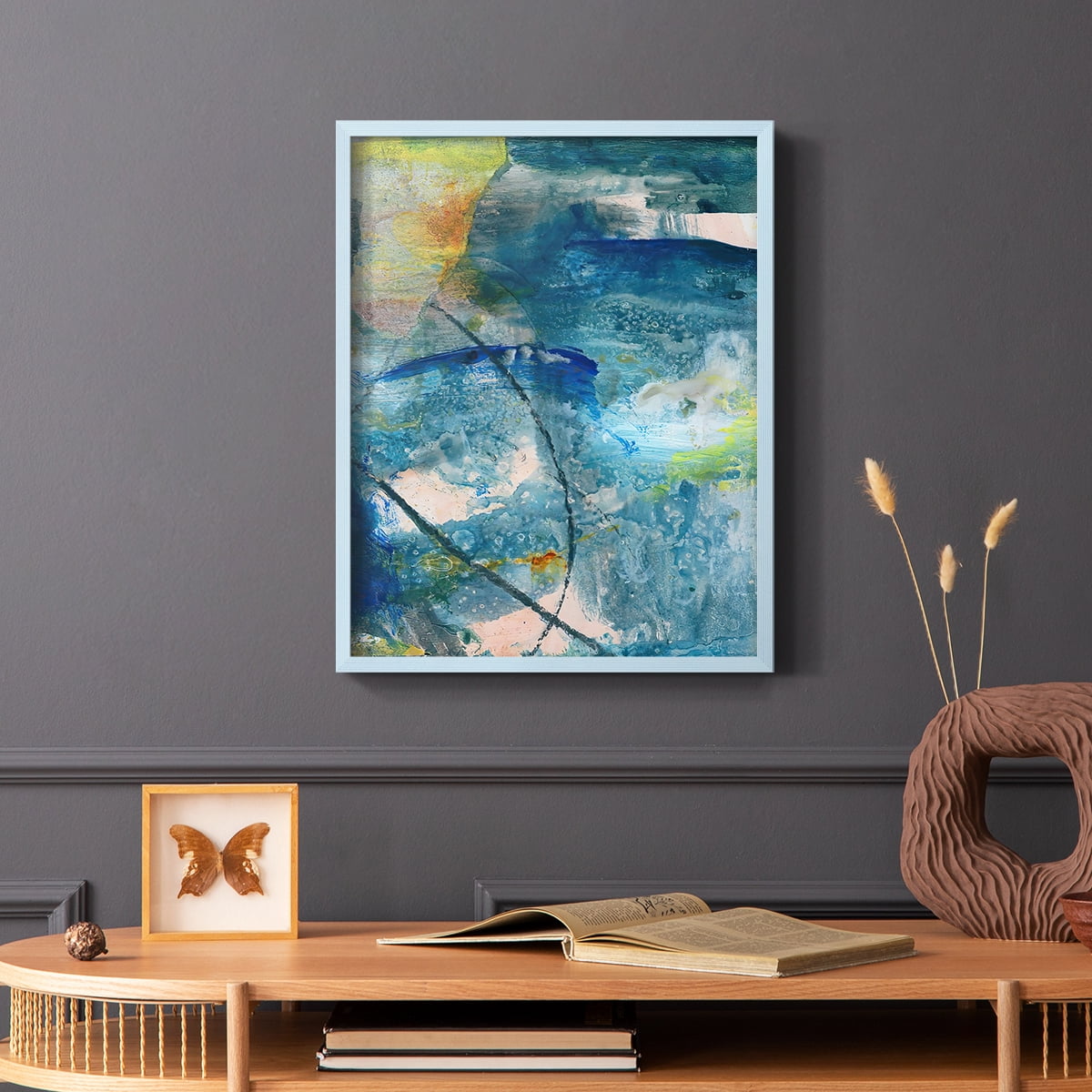 Spring Winds II Framed Print in Blue Solid Wood Framed Print No Nail Hanging