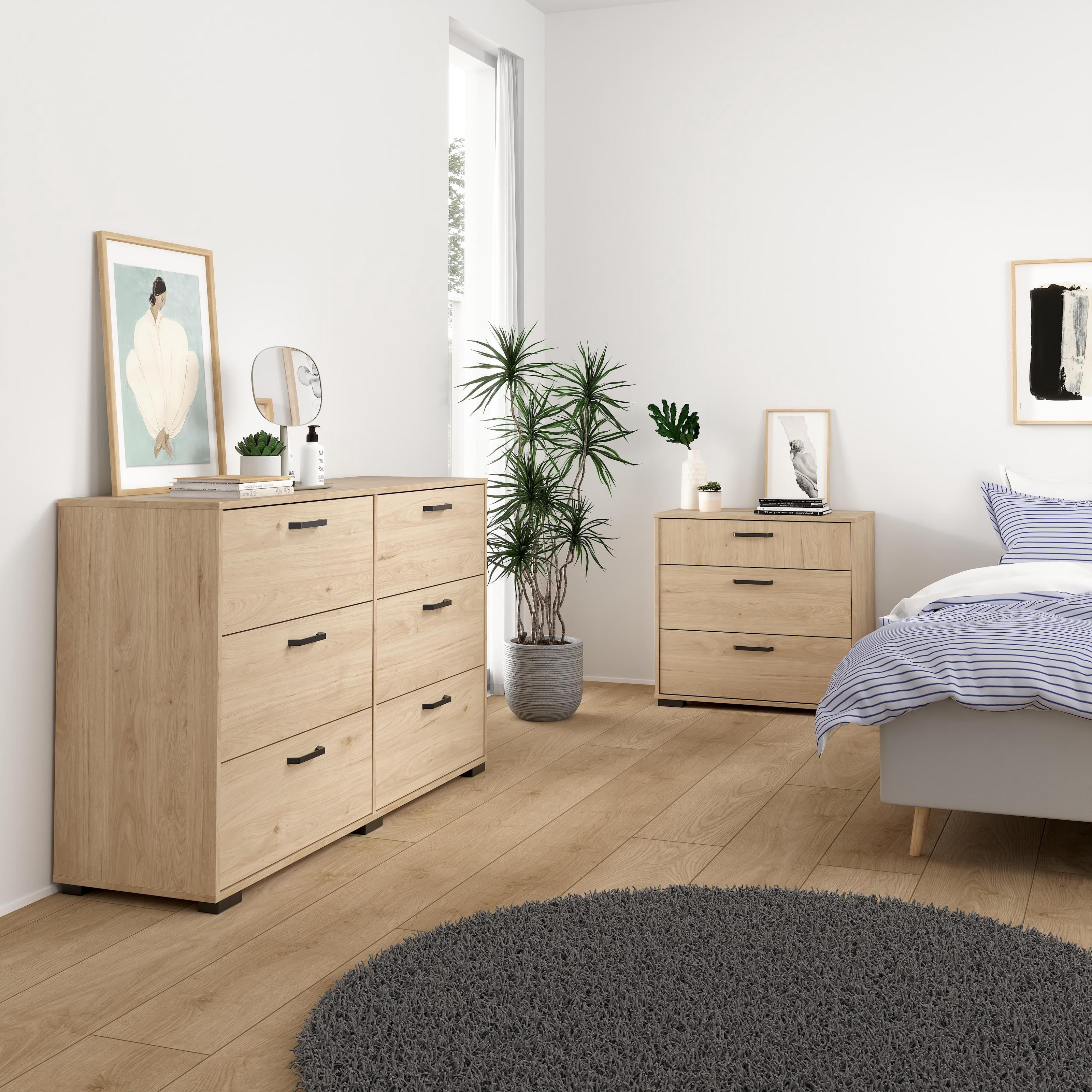 Tvilum Sofia 2-Piece Bedroom Set in Oak- 6 Drawer Double Dresser And Chest