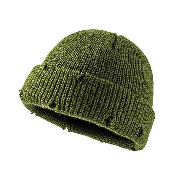 FLORNIX Mens Hats,Hip Hop Street Dance Sweater Beanie,Frayed Hem Beanies Hats Men,Green