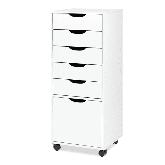 RichYa Mobile File Cabinet with Wheels,Chest of Drawers with Lockable Caster,Rolling Storage Organizer for Home Office,Living Room (White)