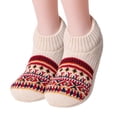 thumbnail image 2 of Adult Winter Slipper Socks Fleece Lined Thick Warm Floor Socks Non Slip Indoor House Socks Knit Ankle Cabin Socks Cozy Soft Gripper Bottom Bed Socks For Women Men Cold Weather (Beige), 2 of 4