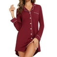 thumbnail image 2 of Aobny Modal Christmas Nightgown Button Down Women Short House Dresses Collared Red Christmas Pajamas for Couples,XXL, 2 of 5