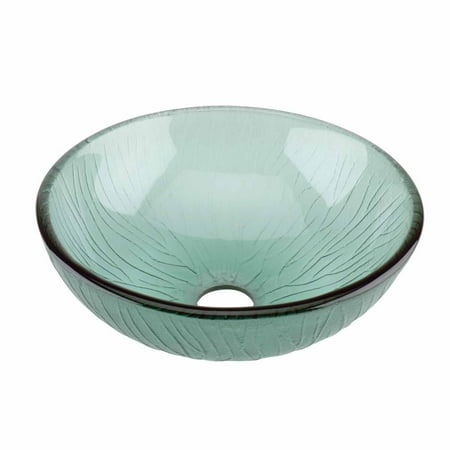 - Frosted Green Tempered Glass Mini Bowl Vessel Sink with Drain