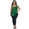 thumbnail image 3 of DARING DIVA Women's Plus Metallic Tank Top Sleeveless Shiny Party Tops 1X Dark Green, 3 of 6