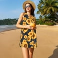 thumbnail image 3 of Disketp Navy Blue Plaid Sunflower para Vestido sin Mangas para Mujeres, Vestidos de Verano para Mujeres, Casual y Holgado para la Playa, 3 of 7