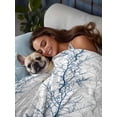 thumbnail image 6 of Queen Size Flat Sheet Only, Navy Blue Grey Branch Soft Brushed Microfiber Bed Sheets, Spring Summer Pastoral Botanical Hotel Quality Breathable Bedding Top Sheet, Easy Care, 90"x102", 6 of 9