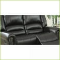 thumbnail image 3 of Contemporary Black Bonded Leather 2-Seat Manual Recliner Loveseat - Pillow Top Arms - Living Room Furniture | Metal Mechanism | Plush Comfort, 3 of 25