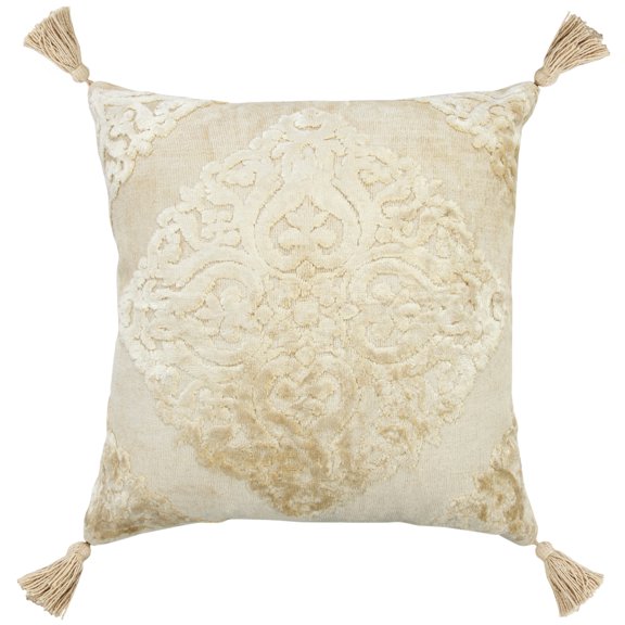 ember interiors Beige Traditional Textured Medallion Throw Pillow