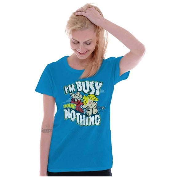 Dennis The Menace Busy Doing Nothing Women's T Shirt Ladies Tee Brisco Brands S