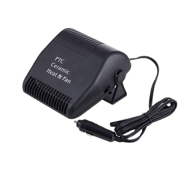 Calentador de automóvil, 2 en 1 12 V Calefacción de cerámica portátil para automóvil Desempañador de parabrisas Calentador de ventilador de enfriamiento Negro