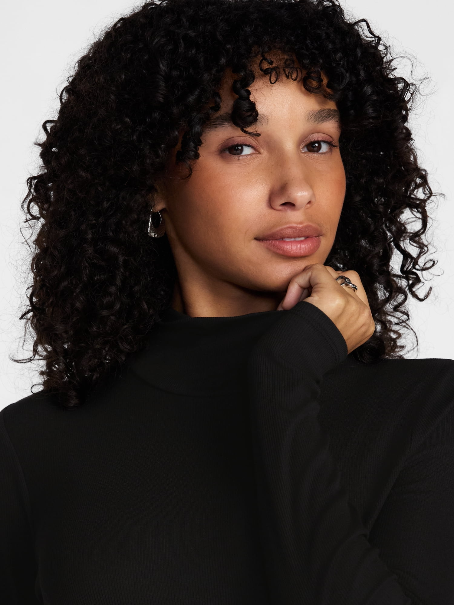 Scenario Women's Turtleneck Top with Long Sleeves, Sizes XS-XXXL