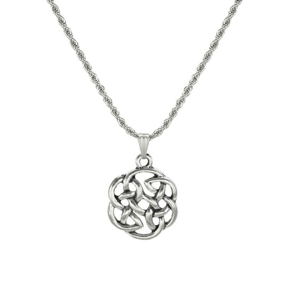 Unisex Stainless Steel Rope Chain with Pewter Celtic Knot Pendant – 19 ½ inches