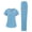 Blue, variant on Women's Scrub Set with Side Pockets - Contrast Trim V-Neck Top & Loose Straight Leg Cargo Pants Nursing Uniform