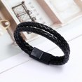 thumbnail image 2 of Pulsera de cuero trenzado de doble vuelta para hombre y mujer, 2 unidades, cierre magnético de acero inoxidable., 2 of 3