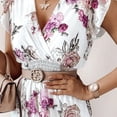 thumbnail image 4 of Vestidos de verano para mujer, informales, bohemios, con escote en V, volantes, estampado floral, vestido largo maxi, vestidos de playa de manga corta para mujer, 4 of 5
