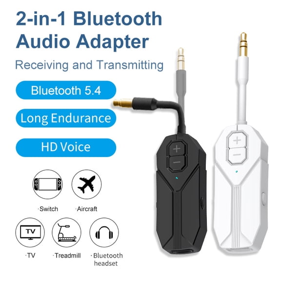 2-in-1 Bluetooth 5.4 Audio Transmitter & Receiver Adapter, Wireless AUX Dongle with HD Sound, Long Battery Life, for TV, Car, Headphones, PS4, Nintendo Switch