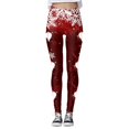 thumbnail image 4 of MKLEKYY Leggings deportivos para mujer, leggings de entrenamiento, pantalones con estampado navideño de bloques de color, leggings elásticos suaves 149, 4 of 4