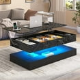thumbnail image 3 of ChVans 47.3" Large Lift Top Coffee Table with Charging Station & LED Lights, Black High Glossy LED Coffee Table with Hidden Compartment Storage, Modern Living Room Tables with Marbling Print, 3 of 9