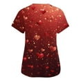thumbnail image 3 of Women's Valentine's Day Scrubs Top Love Heart Printed Plus Size Scrubs Short Sleeve V-Neck Working Uniform Valentine's Day Cartoon Pattern Scrub Tops with Pockets, 3 of 5