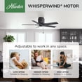 thumbnail image 4 of Hunter 44 inch Outdoor or Indoor Ceiling Fan No Light - Ceiling Fan without Light, For Patio, Porch, Garage, or Living Room, Low Profile Mount, 5 Blades, Pull Chain - Terrace Cove 51581, Matte Black, 4 of 14
