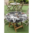 thumbnail image 4 of Outdoor Tablecloth with Umbrella Hole for Patio/Picnic/Party/Camping, Ocean Starfish Waterproof Table Cloth Round Cover Washable, Vintage Abstract Coastal Tie-dye Art Deep Gray (Dia 60"), 4 of 9