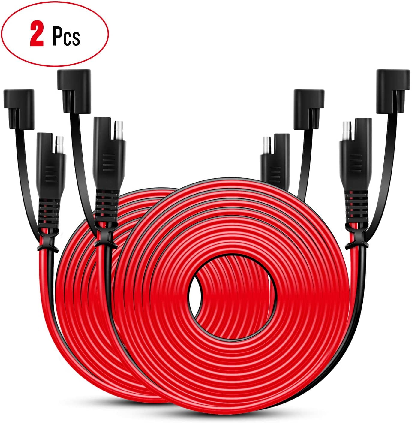 2 Pack DC Power Heavy Duty 12AWG 2 Pin Quick Disconnect Wire Harness with Waterproof Cover 3FT KUNCAN SAE to SAE Extension Cable 