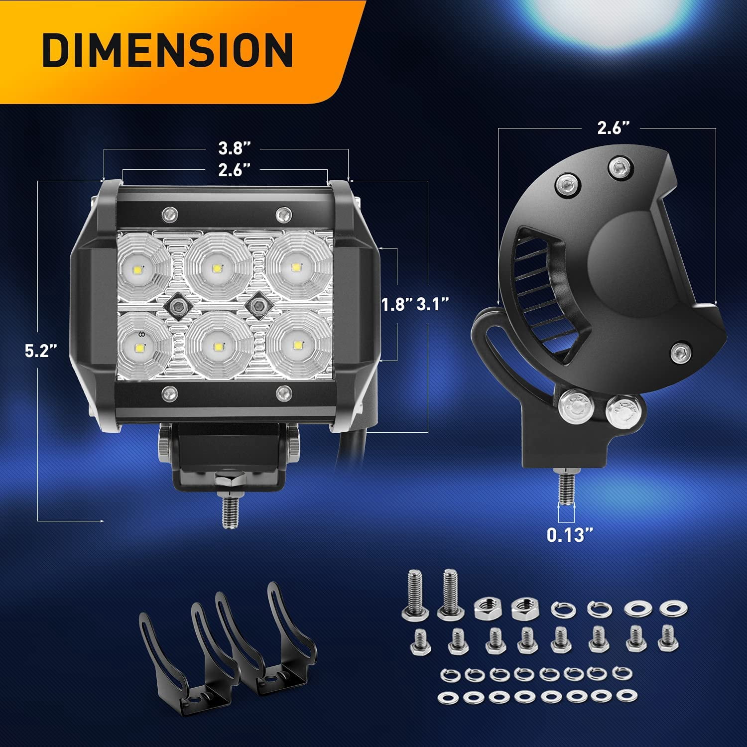 Waywe 12Inch 72W Led Light Bar 2PCS 4 Inch 18W LED Pods Led Driving Fog Lights with 16AWG Off Road Wiring Harness-3 Leads for Truck Golf Cart SUV ATV UTV Boat