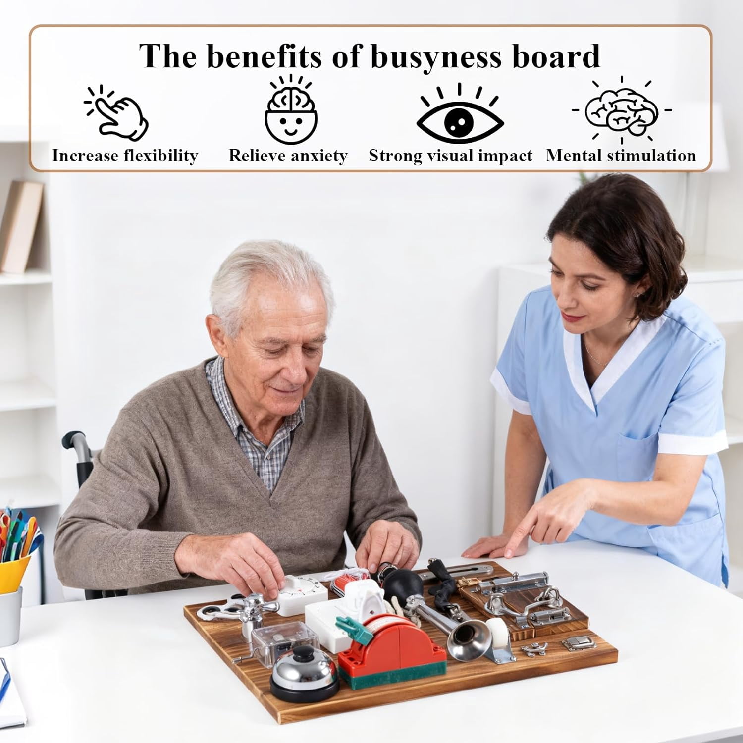 YXMEIGUO Fidget Busy Board for Adults, Dementia Activities for Seniors, Engaging Alzheimers Activities & Tactile Stimulation, Alzheimers Activities for Dementia Patients