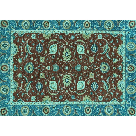 Ahgly Company Indoor Rectangle Oriental Light Blue Modern Area Rugs, 3' x 5'