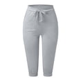 thumbnail image 3 of SnnmBlm Capri Sweatpants for Women Petite Capris for Short Women Plus Size Knee Length Yoga Pants for Women Cotton Mom Gifts Gray M, 3 of 6