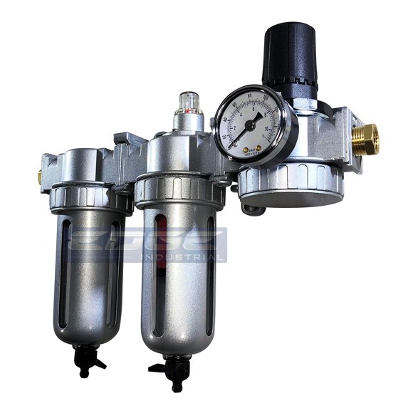 Système de Séchage à Air à Trois Étages - Filtre à Air Particules, Filtre Coalisant 0.01 Micron & Régulateur de Pression d'Air Combo Modulaire Semi-Automatique, Bol en Poly (1/2 NPT)