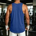 thumbnail image 4 of OIOLOYJM Mens Tank Tops Summer Casual Gym Workout Bodybuilding Sleeveless Shirt Quick Dry Lightweight Loose Fit Muscle Y-Back Fitness Tanks Blue L, 4 of 5