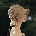 thumbnail image 2 of Paquete de 2 sombreros de paja plegables de ala ancha y flexible para el sol, sombrero de playa de verano para mujeres y niñas, 2 of 8