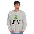 thumbnail image 5 of Festive Holiday Christmas Tree Lit AF Unisex Plus Size Sweatshirt Brisco Brands 2X, 5 of 6