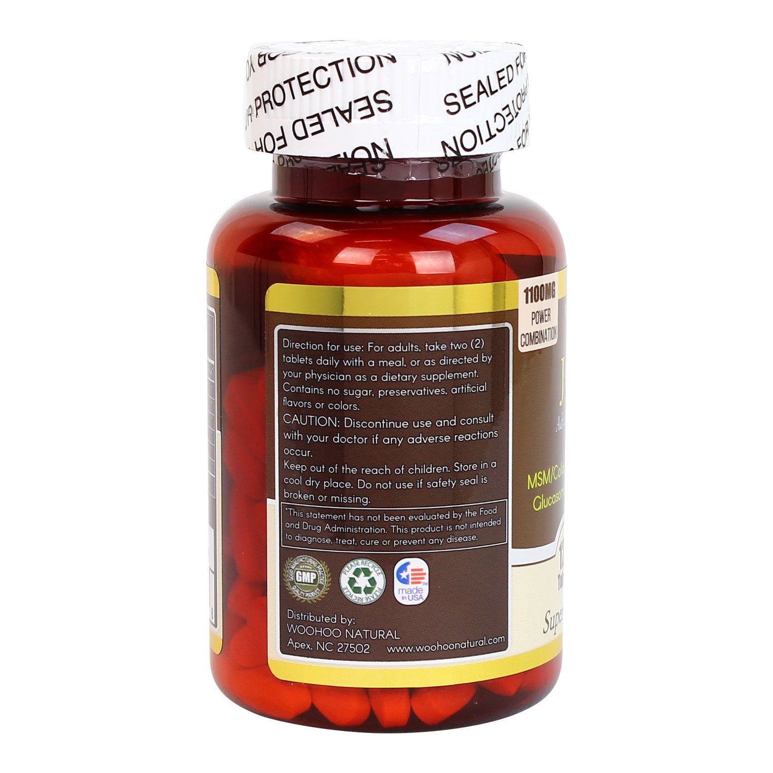 WooHoo Natural JOINT FLEX Glucosamine Chondroitin MSM Boswellia Collagen 120 CT