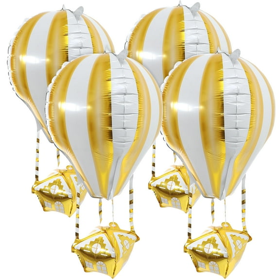 OFFIGAM Fairy Birthday Party Decoration Hot Air Balloon Decor Golden 4 Pcs