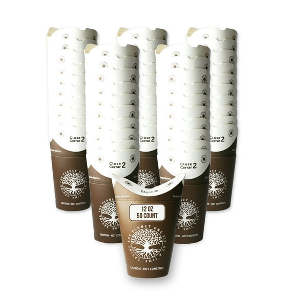 12 Ounce Coffee Cups- 50 Count. Eco Friendly Disposable Coffee Cups- No Plastic Lid Required. 50 Paper Coffee Cups.