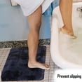 thumbnail image 4 of FloreceBien Alfombra de pelo largo teñida de felpa para inodoro, juego de tres piezas de almohadillas antideslizantes para pies, absorbente para baño, 4 of 5
