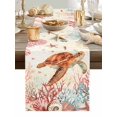 thumbnail image 5 of Ocean Sea Turtle Coral Starfish Table Runner 13x90in Non-Slip Cotton Linen Table Runners, Summer Sealife on Vintage Dresser Scarves TableRunner for Dinner Kitchen Dining Wedding Party, 5 of 9