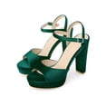 thumbnail image 3 of BLISSFUL STEP Women's Block High Heels Ankle Strap Platform Heel Sandals Green (Size 7), 3 of 7