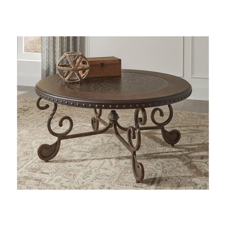 Signature Design by Ashley Rafferty Ornate Round Coffee Tabe with Signature Design by Ashley Rafferty Ornate Round Coffee Tabe with