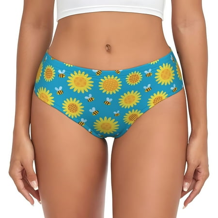Womens Underwear - Bee sunflower No Show Seamless Underwear for Women  Soft Stretch Womens Panties  Hipster Ladies Panties Bikini Underwear Briefs