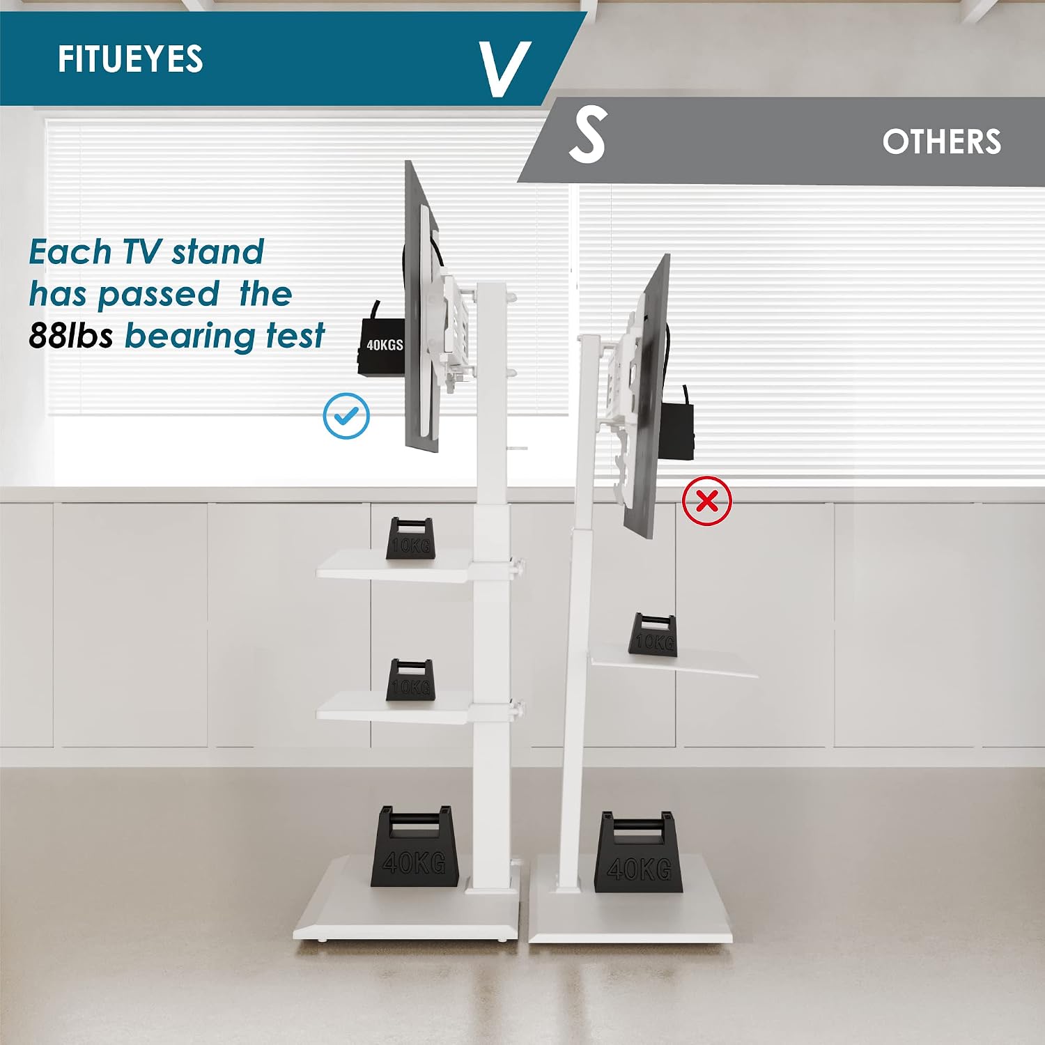 FITUEYES Corner TV Stand for 32–75 Inch TVs, White, Swivel & Tilt, Height Adjustable, Iron Base