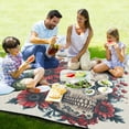thumbnail image 4 of Flowers in Skeleton Face Beach Blanket Outdoor Picnic Blanket 78"x 78" Waterproof Foldable for Beach Camping Travel Hiking Grass Lawn Park, 4 of 5
