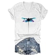 thumbnail image 4 of Bibifish Womens Tee Tops Cute Graphic Print V Neck Short Sleeve Tshirts Stylish Casual Street Simple Style Summer Tees, 4 of 4